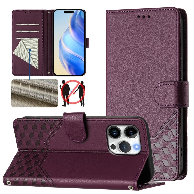 Ốp lưng điện thoại da dập nổi tổ ong chống RFID, dành cho iPhone 17e / 16e, iPhone 17 Pro Max, iPhone 17 Pro, iPhone 17, iPhone Air, iPhone 16 Pro Max, iPhone 16 Pro, iPhone 16 Plus