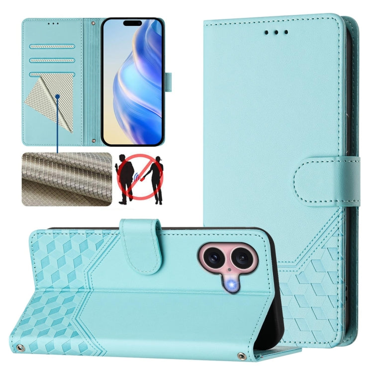 Ốp lưng điện thoại da dập nổi tổ ong chống RFID, dành cho iPhone 17e / 16e, iPhone 17 Pro Max, iPhone 17 Pro, iPhone 17, iPhone Air, iPhone 16 Pro Max, iPhone 16 Pro, iPhone 16 Plus