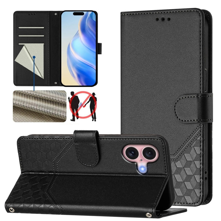 Ốp lưng điện thoại da dập nổi tổ ong chống RFID, dành cho iPhone 17e / 16e, iPhone 17 Pro Max, iPhone 17 Pro, iPhone 17, iPhone Air, iPhone 16 Pro Max, iPhone 16 Pro, iPhone 16 Plus