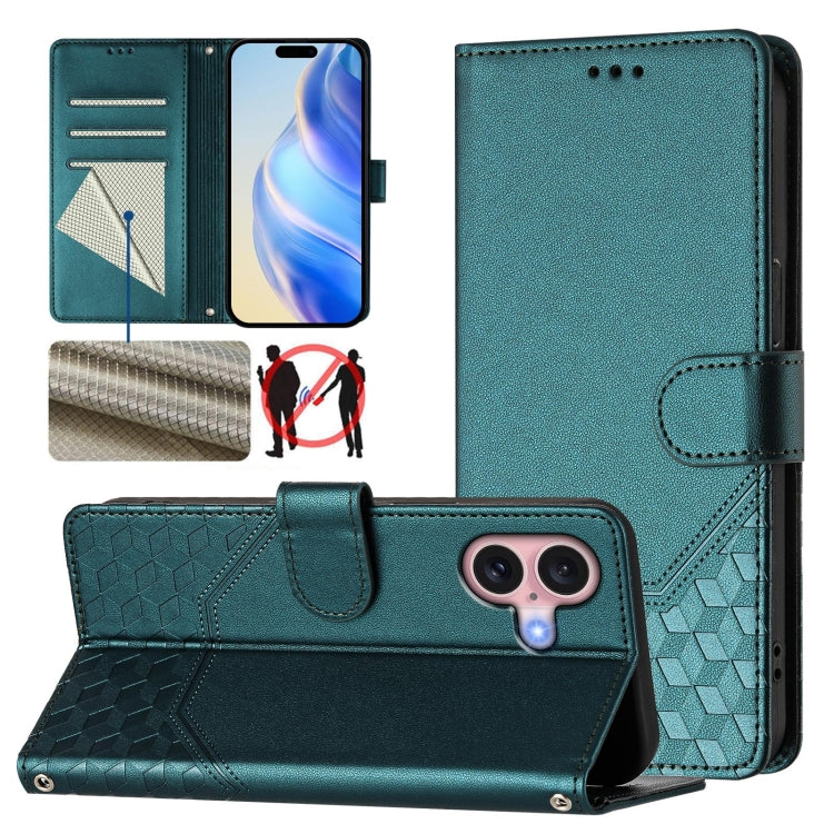 Ốp lưng điện thoại da dập nổi tổ ong chống RFID, dành cho iPhone 17e / 16e, iPhone 17 Pro Max, iPhone 17 Pro, iPhone 17, iPhone Air, iPhone 16 Pro Max, iPhone 16 Pro, iPhone 16 Plus