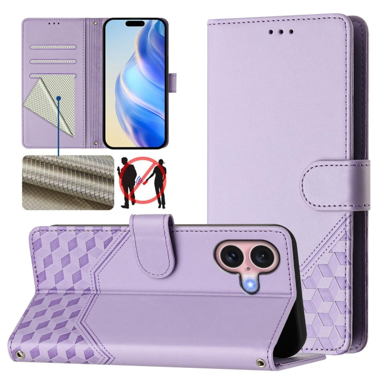 Ốp lưng điện thoại da dập nổi tổ ong chống RFID, dành cho iPhone 17e / 16e, iPhone 17 Pro Max, iPhone 17 Pro, iPhone 17, iPhone Air, iPhone 16 Pro Max, iPhone 16 Pro, iPhone 16 Plus