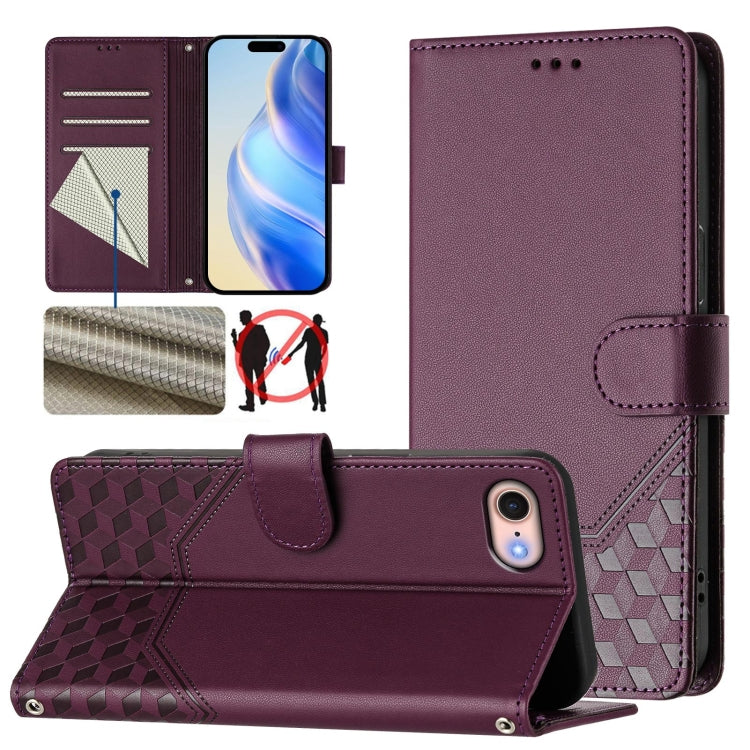 Ốp điện thoại da chống trộm RFID họa tiết tổ ong nổi, dành cho iPhone 14 Pro Max, iPhone SE 2022 / 2020 / 8 / 7, iPhone 13 Pro Max, iPhone 13 Pro, iPhone 13 mini, iPhone 12 / 12 Pro, iPhone 12 Pro Max, iPhone 12 mini
