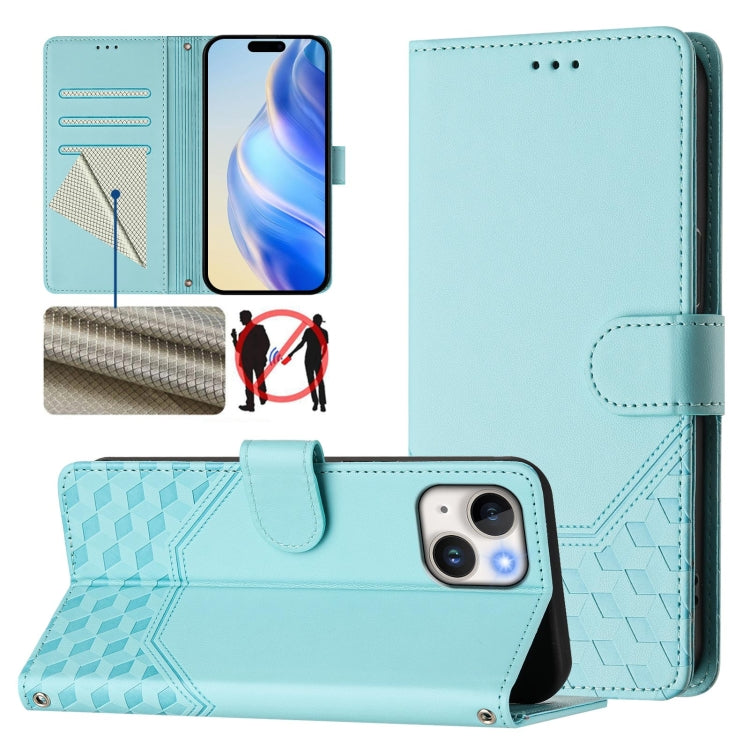 Ốp điện thoại da chống trộm RFID họa tiết tổ ong nổi, dành cho iPhone 14 Pro Max, iPhone SE 2022 / 2020 / 8 / 7, iPhone 13 Pro Max, iPhone 13 Pro, iPhone 13 mini, iPhone 12 / 12 Pro, iPhone 12 Pro Max, iPhone 12 mini