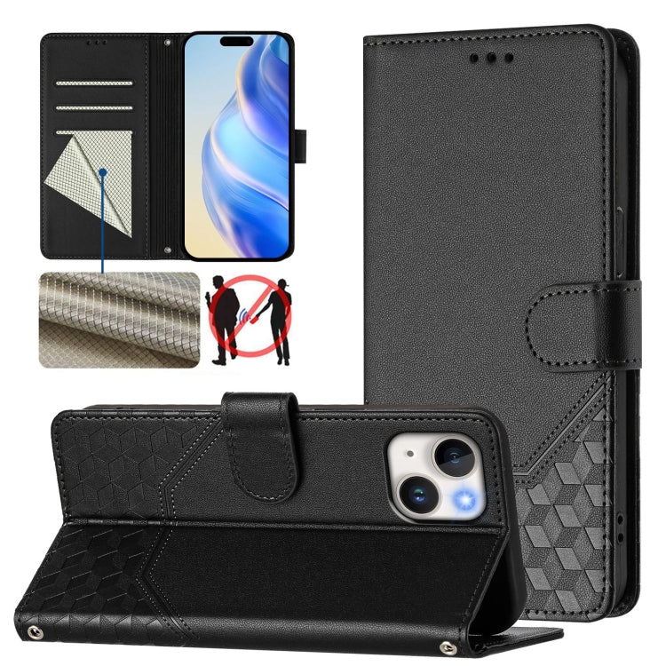 Ốp điện thoại da chống trộm RFID họa tiết tổ ong nổi, dành cho iPhone 14 Pro Max, iPhone SE 2022 / 2020 / 8 / 7, iPhone 13 Pro Max, iPhone 13 Pro, iPhone 13 mini, iPhone 12 / 12 Pro, iPhone 12 Pro Max, iPhone 12 mini