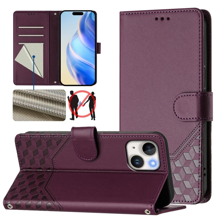 Ốp điện thoại da chống trộm RFID họa tiết tổ ong nổi, dành cho iPhone 14 Pro Max, iPhone SE 2022 / 2020 / 8 / 7, iPhone 13 Pro Max, iPhone 13 Pro, iPhone 13 mini, iPhone 12 / 12 Pro, iPhone 12 Pro Max, iPhone 12 mini