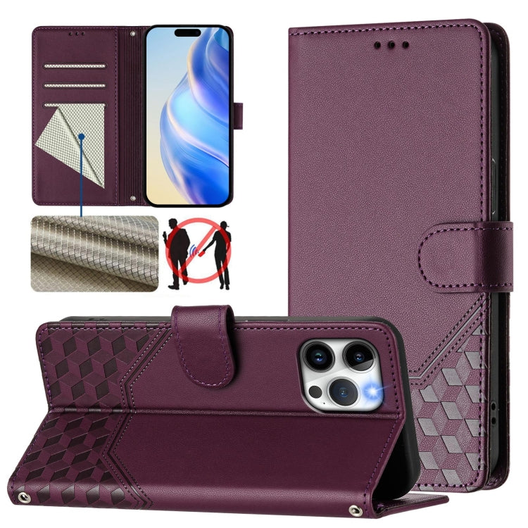 Ốp điện thoại da chống trộm RFID họa tiết tổ ong nổi, dành cho iPhone 14 Pro Max, iPhone SE 2022 / 2020 / 8 / 7, iPhone 13 Pro Max, iPhone 13 Pro, iPhone 13 mini, iPhone 12 / 12 Pro, iPhone 12 Pro Max, iPhone 12 mini