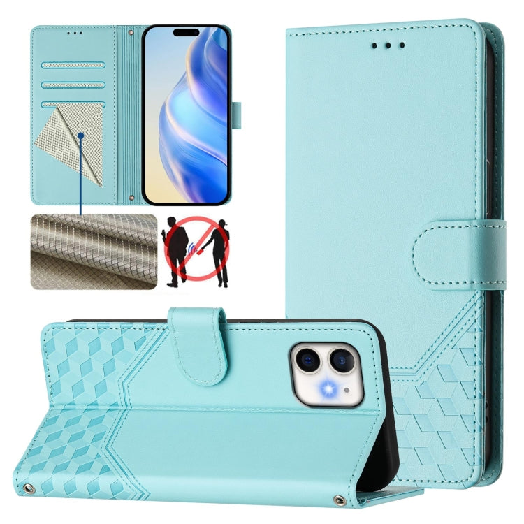 Ốp điện thoại da chống trộm RFID họa tiết tổ ong nổi, dành cho iPhone 11 Pro Max, iPhone 11, iPhone 11 Pro, iPhone X / XS, iPhone XR, iPhone XS Max, iPhone 8 Plus / 7 Plus