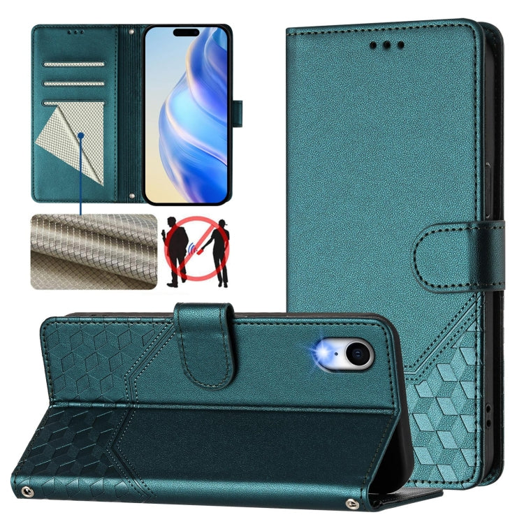 Ốp điện thoại da chống trộm RFID họa tiết tổ ong nổi, dành cho iPhone 11 Pro Max, iPhone 11, iPhone 11 Pro, iPhone X / XS, iPhone XR, iPhone XS Max, iPhone 8 Plus / 7 Plus