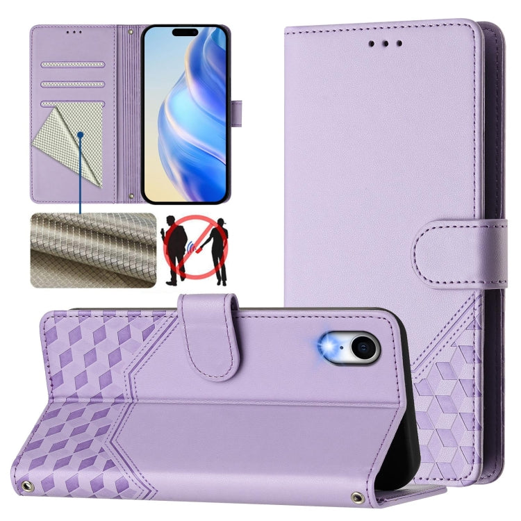 Ốp điện thoại da chống trộm RFID họa tiết tổ ong nổi, dành cho iPhone 11 Pro Max, iPhone 11, iPhone 11 Pro, iPhone X / XS, iPhone XR, iPhone XS Max, iPhone 8 Plus / 7 Plus