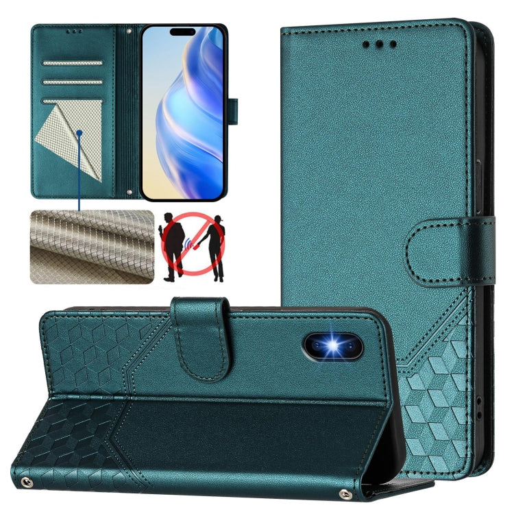 Ốp điện thoại da chống trộm RFID họa tiết tổ ong nổi, dành cho iPhone 11 Pro Max, iPhone 11, iPhone 11 Pro, iPhone X / XS, iPhone XR, iPhone XS Max, iPhone 8 Plus / 7 Plus