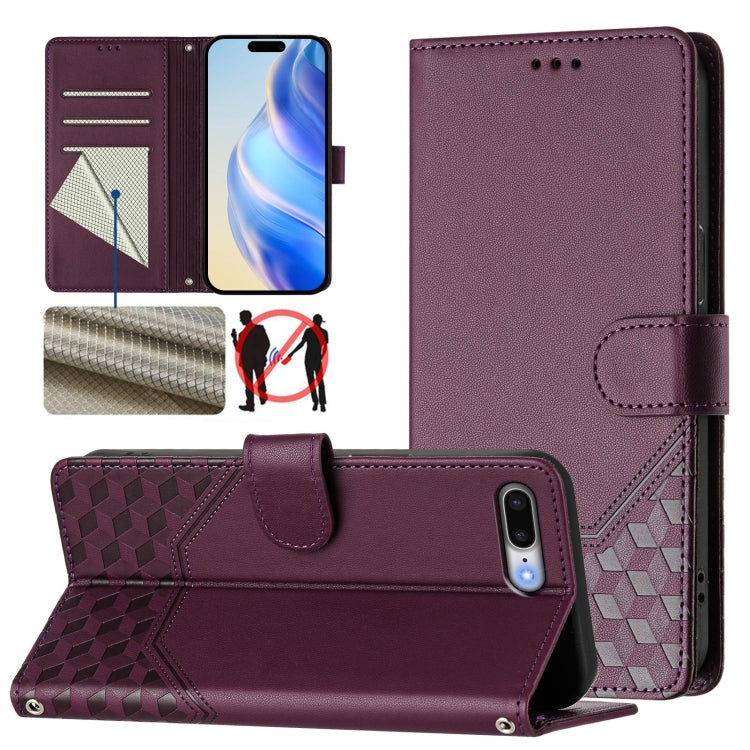 Ốp điện thoại da chống trộm RFID họa tiết tổ ong nổi, dành cho iPhone 11 Pro Max, iPhone 11, iPhone 11 Pro, iPhone X / XS, iPhone XR, iPhone XS Max, iPhone 8 Plus / 7 Plus