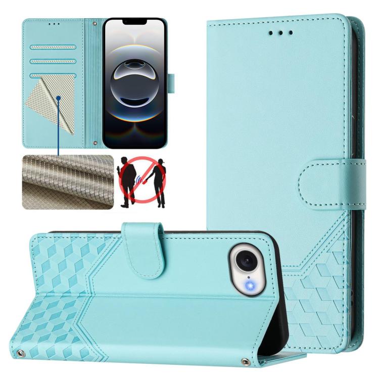 Ốp lưng điện thoại da dập nổi tổ ong chống RFID, dành cho iPhone 17e / 16e, iPhone 17 Pro Max, iPhone 17 Pro, iPhone 17, iPhone Air, iPhone 16 Pro Max, iPhone 16 Pro, iPhone 16 Plus