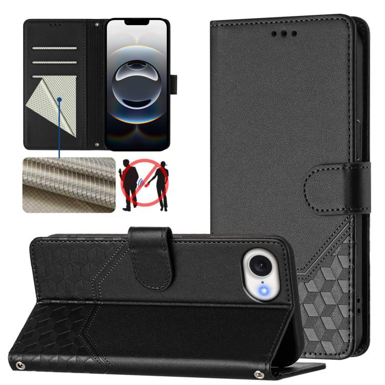 Ốp lưng điện thoại da dập nổi tổ ong chống RFID, dành cho iPhone 17e / 16e, iPhone 17 Pro Max, iPhone 17 Pro, iPhone 17, iPhone Air, iPhone 16 Pro Max, iPhone 16 Pro, iPhone 16 Plus