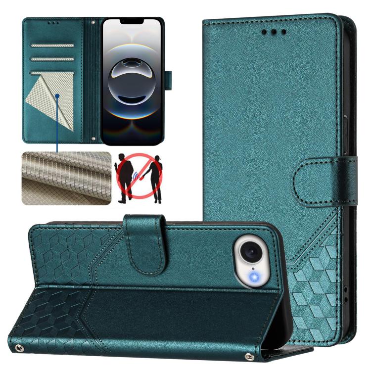 Ốp lưng điện thoại da dập nổi tổ ong chống RFID, dành cho iPhone 17e / 16e, iPhone 17 Pro Max, iPhone 17 Pro, iPhone 17, iPhone Air, iPhone 16 Pro Max, iPhone 16 Pro, iPhone 16 Plus