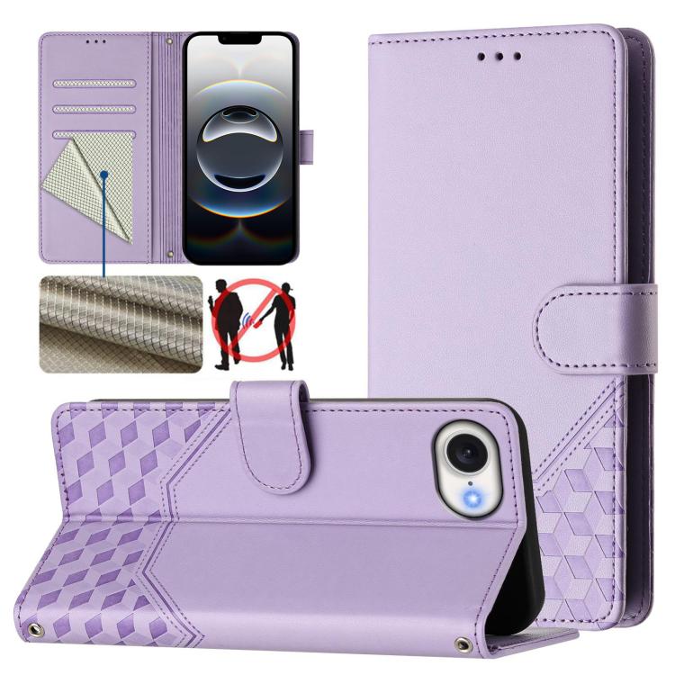 Ốp lưng điện thoại da dập nổi tổ ong chống RFID, dành cho iPhone 17e / 16e, iPhone 17 Pro Max, iPhone 17 Pro, iPhone 17, iPhone Air, iPhone 16 Pro Max, iPhone 16 Pro, iPhone 16 Plus