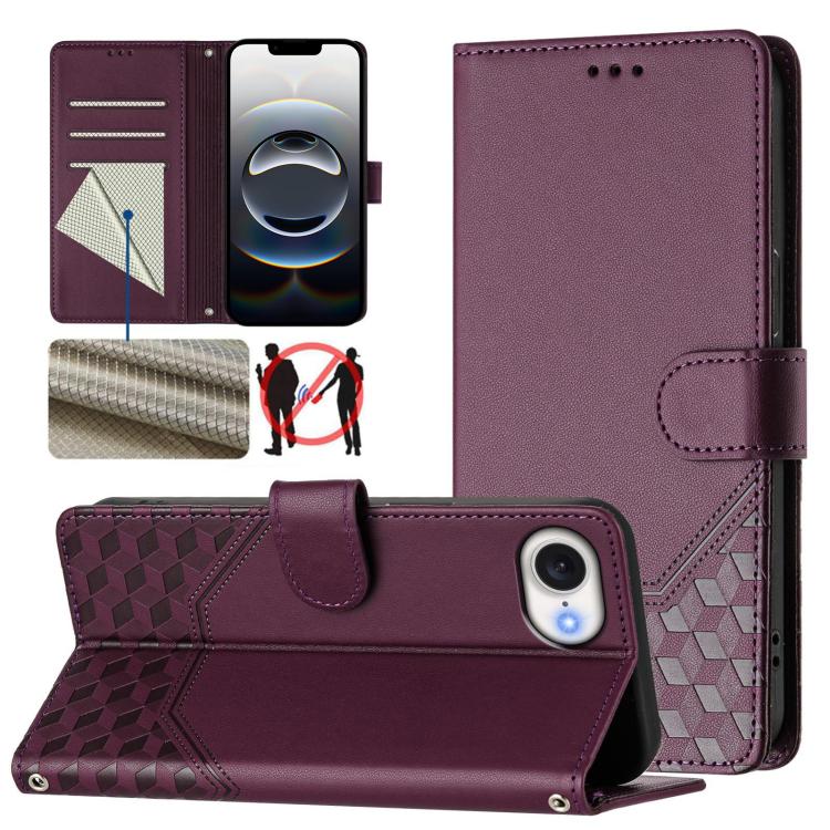 Ốp lưng điện thoại da dập nổi tổ ong chống RFID, dành cho iPhone 17e / 16e, iPhone 17 Pro Max, iPhone 17 Pro, iPhone 17, iPhone Air, iPhone 16 Pro Max, iPhone 16 Pro, iPhone 16 Plus