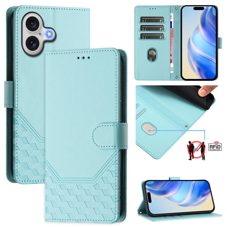 Ốp lưng điện thoại da dập nổi tổ ong chống RFID, dành cho iPhone 17e / 16e, iPhone 17 Pro Max, iPhone 17 Pro, iPhone 17, iPhone Air, iPhone 16 Pro Max, iPhone 16 Pro, iPhone 16 Plus