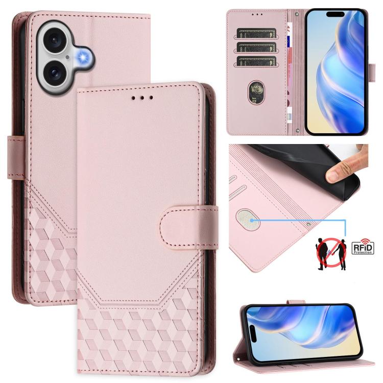 Ốp lưng điện thoại da dập nổi tổ ong chống RFID, dành cho iPhone 17e / 16e, iPhone 17 Pro Max, iPhone 17 Pro, iPhone 17, iPhone Air, iPhone 16 Pro Max, iPhone 16 Pro, iPhone 16 Plus
