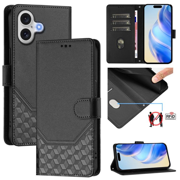 Ốp lưng điện thoại da dập nổi tổ ong chống RFID, dành cho iPhone 17e / 16e, iPhone 17 Pro Max, iPhone 17 Pro, iPhone 17, iPhone Air, iPhone 16 Pro Max, iPhone 16 Pro, iPhone 16 Plus