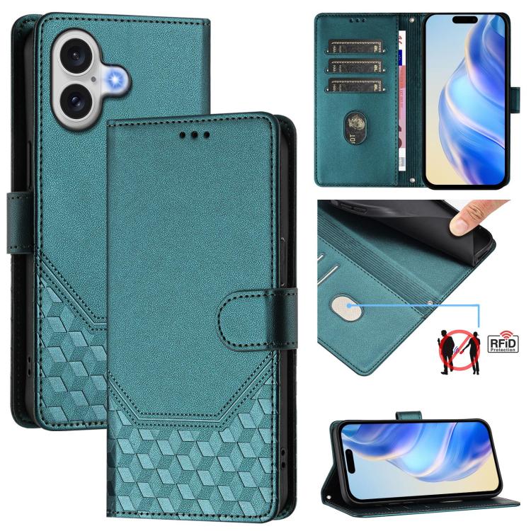 Ốp lưng điện thoại da dập nổi tổ ong chống RFID, dành cho iPhone 17e / 16e, iPhone 17 Pro Max, iPhone 17 Pro, iPhone 17, iPhone Air, iPhone 16 Pro Max, iPhone 16 Pro, iPhone 16 Plus