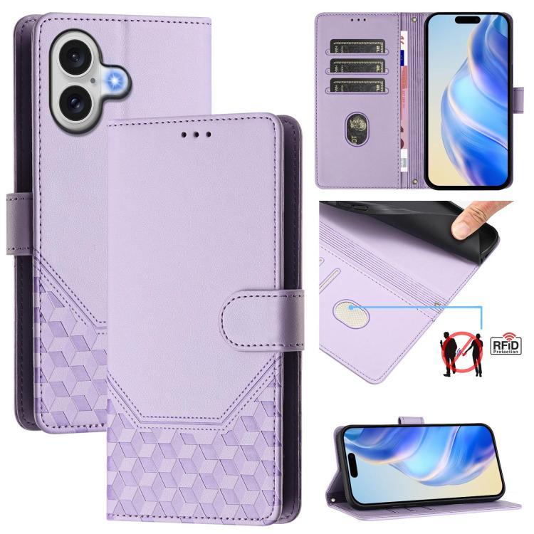 Ốp lưng điện thoại da dập nổi tổ ong chống RFID, dành cho iPhone 17e / 16e, iPhone 17 Pro Max, iPhone 17 Pro, iPhone 17, iPhone Air, iPhone 16 Pro Max, iPhone 16 Pro, iPhone 16 Plus