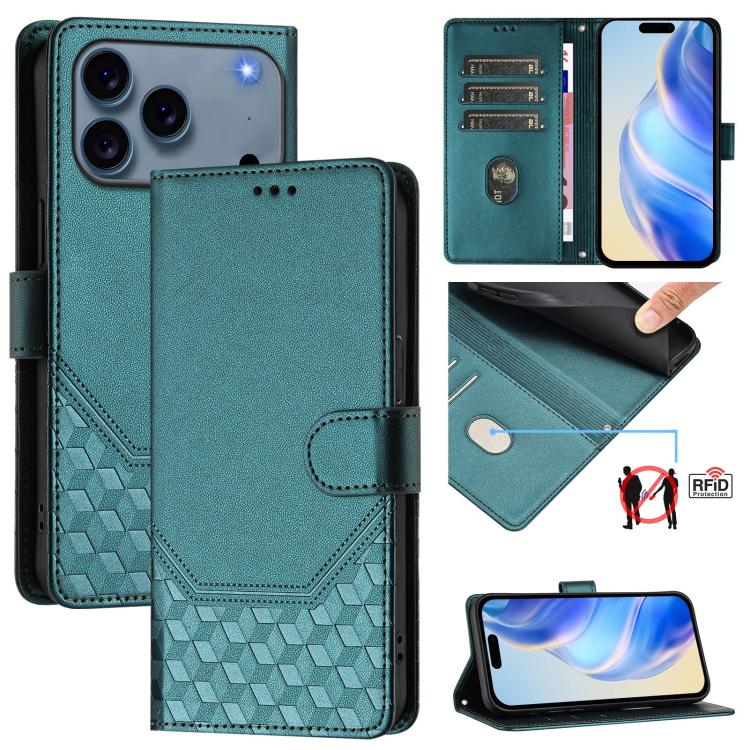 Ốp lưng điện thoại da dập nổi tổ ong chống RFID, dành cho iPhone 17e / 16e, iPhone 17 Pro Max, iPhone 17 Pro, iPhone 17, iPhone Air, iPhone 16 Pro Max, iPhone 16 Pro, iPhone 16 Plus
