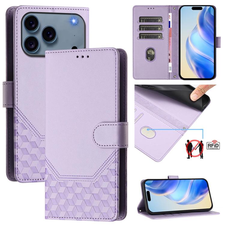 Ốp lưng điện thoại da dập nổi tổ ong chống RFID, dành cho iPhone 17e / 16e, iPhone 17 Pro Max, iPhone 17 Pro, iPhone 17, iPhone Air, iPhone 16 Pro Max, iPhone 16 Pro, iPhone 16 Plus