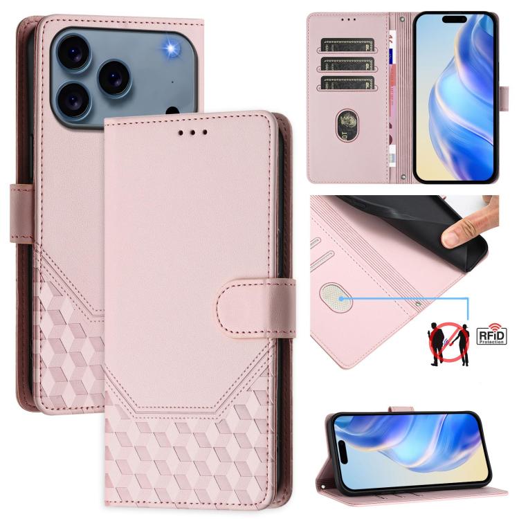 Ốp lưng điện thoại da dập nổi tổ ong chống RFID, dành cho iPhone 17e / 16e, iPhone 17 Pro Max, iPhone 17 Pro, iPhone 17, iPhone Air, iPhone 16 Pro Max, iPhone 16 Pro, iPhone 16 Plus