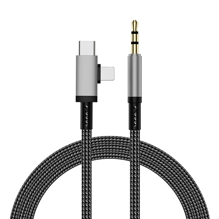 2 in 1 8 Pin, USB-C / Type-C to 3.5mm Car AUX Audio Adapter Cable, Type-C, 8 Pin to 3.5mm, Length: 1m