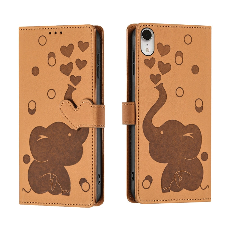 Ốp lưng điện thoại da dập nổi hình voi hoạt hình, dành cho iPhone XR, iPhone XS Max, iPhone 8 Plus / 7 Plus