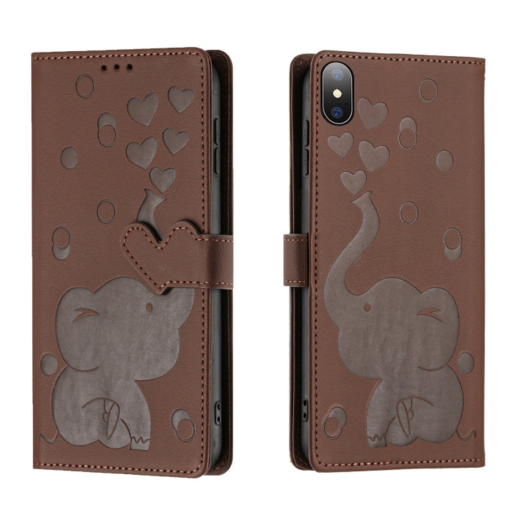Ốp lưng điện thoại da dập nổi hình voi hoạt hình, dành cho iPhone XR, iPhone XS Max, iPhone 8 Plus / 7 Plus