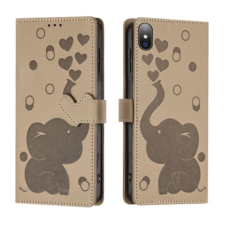 Ốp lưng điện thoại da dập nổi hình voi hoạt hình, dành cho iPhone XR, iPhone XS Max, iPhone 8 Plus / 7 Plus
