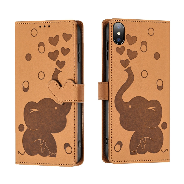 Ốp lưng điện thoại da dập nổi hình voi hoạt hình, dành cho iPhone XR, iPhone XS Max, iPhone 8 Plus / 7 Plus
