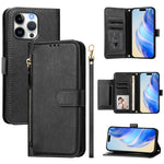 Ví da ốp lưng điện thoại nhiều ngăn thẻ có khóa kéo, dành cho iPhone 17e / 16e, iPhone 17 Pro Max, iPhone 17 Pro, iPhone 17, iPhone Air, iPhone 16 Pro Max, iPhone 16 Pro, iPhone 16 Plus