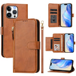 Ví da ốp lưng điện thoại nhiều ngăn thẻ có khóa kéo, dành cho iPhone 17e / 16e, iPhone 17 Pro Max, iPhone 17 Pro, iPhone 17, iPhone Air, iPhone 16 Pro Max, iPhone 16 Pro, iPhone 16 Plus