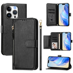 Ví da ốp lưng điện thoại nhiều ngăn thẻ có khóa kéo, dành cho iPhone 17e / 16e, iPhone 17 Pro Max, iPhone 17 Pro, iPhone 17, iPhone Air, iPhone 16 Pro Max, iPhone 16 Pro, iPhone 16 Plus