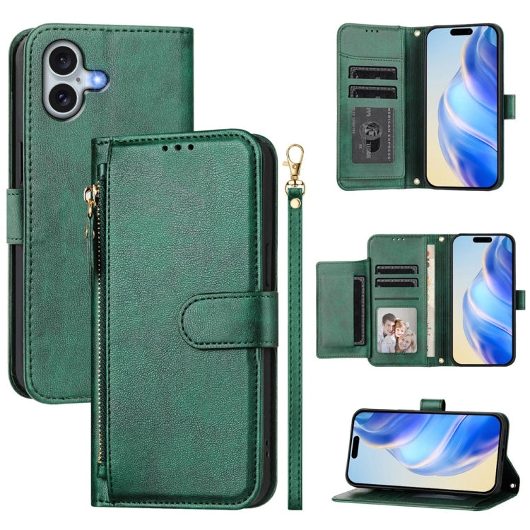 Ví da ốp lưng điện thoại nhiều ngăn thẻ có khóa kéo, dành cho iPhone 17e / 16e, iPhone 17 Pro Max, iPhone 17 Pro, iPhone 17, iPhone Air, iPhone 16 Pro Max, iPhone 16 Pro, iPhone 16 Plus