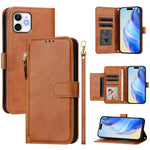 Ví da khóa kéo nhiều khe thẻ, ốp điện thoại, dành cho iPhone 14 Pro Max, iPhone SE 2022 / 2020 / 8 / 7, iPhone 13 Pro Max, iPhone 13 Pro, iPhone 13 mini, iPhone 12 / 12 Pro, iPhone 12 Pro Max, iPhone 12 mini