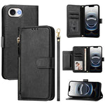 Ví da ốp lưng điện thoại nhiều ngăn thẻ có khóa kéo, dành cho iPhone 17e / 16e, iPhone 17 Pro Max, iPhone 17 Pro, iPhone 17, iPhone Air, iPhone 16 Pro Max, iPhone 16 Pro, iPhone 16 Plus
