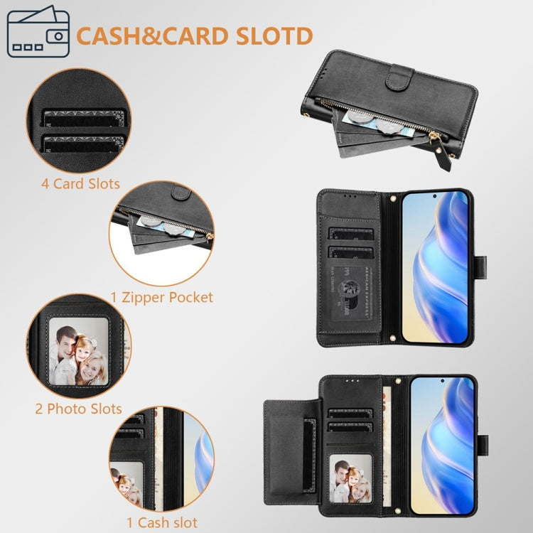 Ví da ốp lưng điện thoại nhiều ngăn thẻ có khóa kéo, dành cho iPhone 17e / 16e, iPhone 17 Pro Max, iPhone 17 Pro, iPhone 17, iPhone Air, iPhone 16 Pro Max, iPhone 16 Pro, iPhone 16 Plus