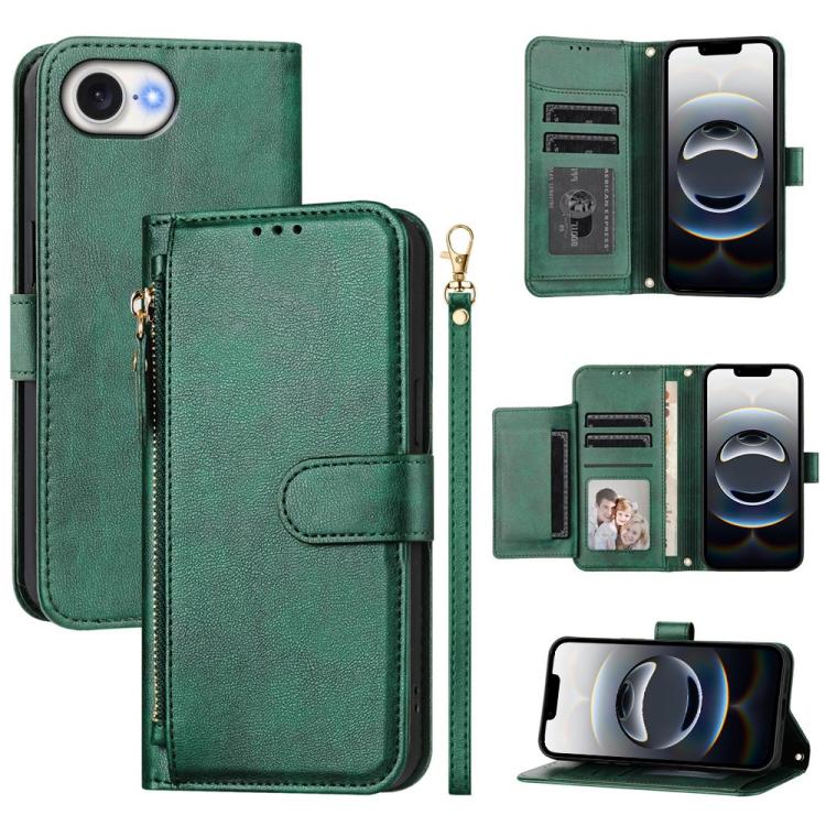 Ví da ốp lưng điện thoại nhiều ngăn thẻ có khóa kéo, dành cho iPhone 17e / 16e, iPhone 17 Pro Max, iPhone 17 Pro, iPhone 17, iPhone Air, iPhone 16 Pro Max, iPhone 16 Pro, iPhone 16 Plus