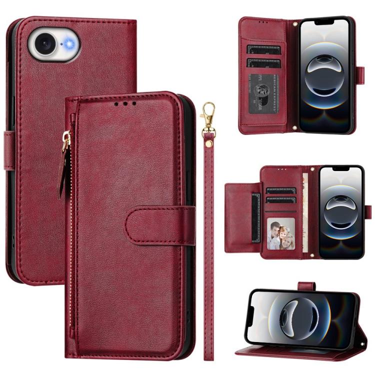 Ví da ốp lưng điện thoại nhiều ngăn thẻ có khóa kéo, dành cho iPhone 17e / 16e, iPhone 17 Pro Max, iPhone 17 Pro, iPhone 17, iPhone Air, iPhone 16 Pro Max, iPhone 16 Pro, iPhone 16 Plus