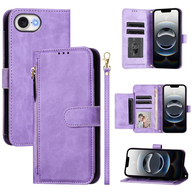 Ví da ốp lưng điện thoại nhiều ngăn thẻ có khóa kéo, dành cho iPhone 17e / 16e, iPhone 17 Pro Max, iPhone 17 Pro, iPhone 17, iPhone Air, iPhone 16 Pro Max, iPhone 16 Pro, iPhone 16 Plus