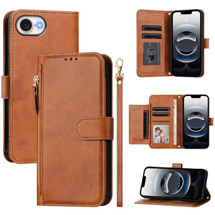 Ví da ốp lưng điện thoại nhiều ngăn thẻ có khóa kéo, dành cho iPhone 17e / 16e, iPhone 17 Pro Max, iPhone 17 Pro, iPhone 17, iPhone Air, iPhone 16 Pro Max, iPhone 16 Pro, iPhone 16 Plus