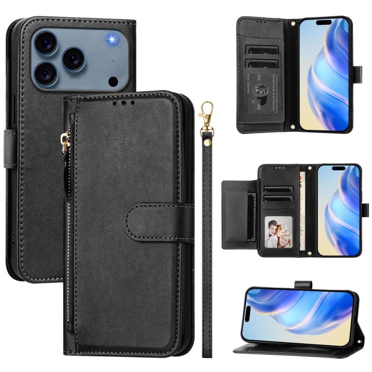 Ví da ốp lưng điện thoại nhiều ngăn thẻ có khóa kéo, dành cho iPhone 17e / 16e, iPhone 17 Pro Max, iPhone 17 Pro, iPhone 17, iPhone Air, iPhone 16 Pro Max, iPhone 16 Pro, iPhone 16 Plus
