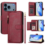 Ví da ốp lưng điện thoại nhiều ngăn thẻ có khóa kéo, dành cho iPhone 17e / 16e, iPhone 17 Pro Max, iPhone 17 Pro, iPhone 17, iPhone Air, iPhone 16 Pro Max, iPhone 16 Pro, iPhone 16 Plus