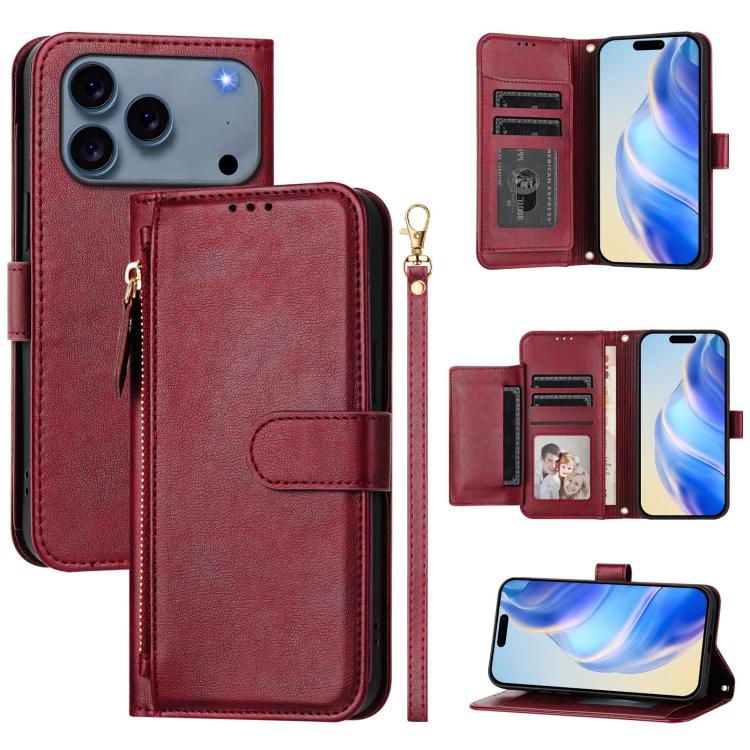 Ví da ốp lưng điện thoại nhiều ngăn thẻ có khóa kéo, dành cho iPhone 17e / 16e, iPhone 17 Pro Max, iPhone 17 Pro, iPhone 17, iPhone Air, iPhone 16 Pro Max, iPhone 16 Pro, iPhone 16 Plus