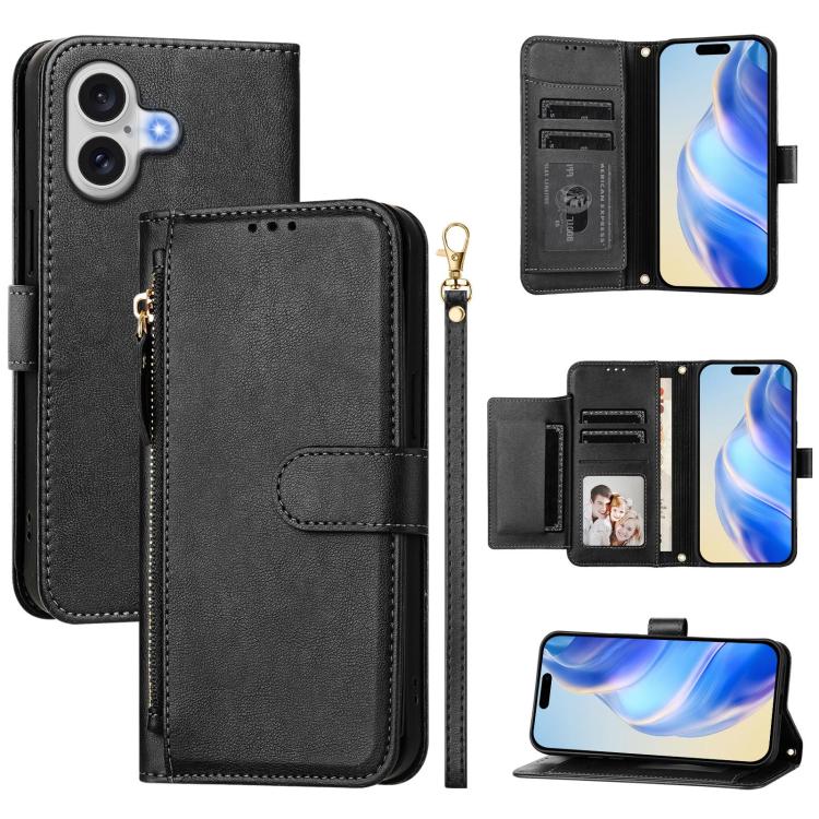 Ví da ốp lưng điện thoại nhiều ngăn thẻ có khóa kéo, dành cho iPhone 17e / 16e, iPhone 17 Pro Max, iPhone 17 Pro, iPhone 17, iPhone Air, iPhone 16 Pro Max, iPhone 16 Pro, iPhone 16 Plus