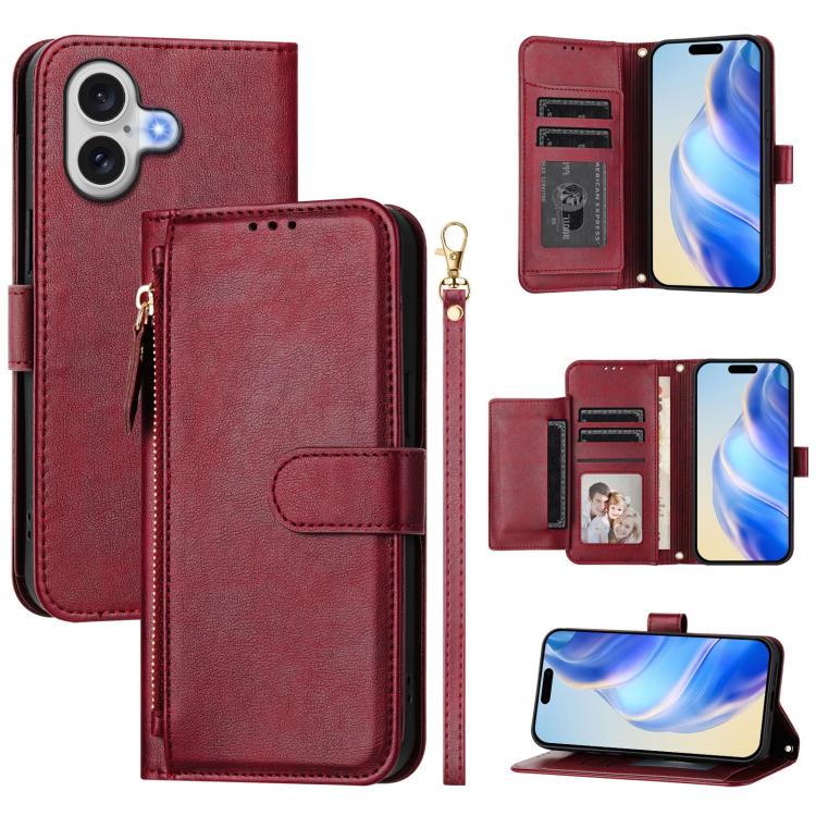 Ví da ốp lưng điện thoại nhiều ngăn thẻ có khóa kéo, dành cho iPhone 17e / 16e, iPhone 17 Pro Max, iPhone 17 Pro, iPhone 17, iPhone Air, iPhone 16 Pro Max, iPhone 16 Pro, iPhone 16 Plus