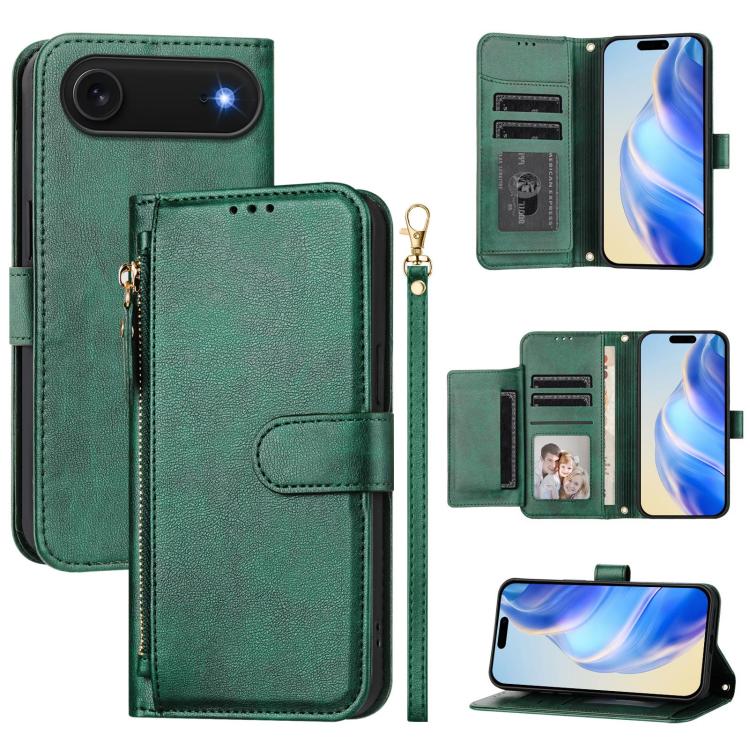 Ví da ốp lưng điện thoại nhiều ngăn thẻ có khóa kéo, dành cho iPhone 17e / 16e, iPhone 17 Pro Max, iPhone 17 Pro, iPhone 17, iPhone Air, iPhone 16 Pro Max, iPhone 16 Pro, iPhone 16 Plus